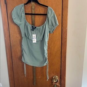 NWT Green Relaxed Blouse Soft Fabric Top